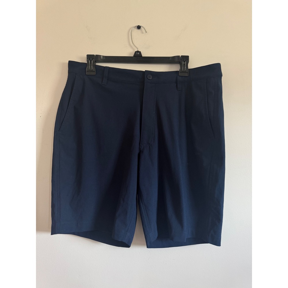 FootJoy FJ Mens Navy Blue Performance Golf Shorts Size 33 Flat Front Polyester